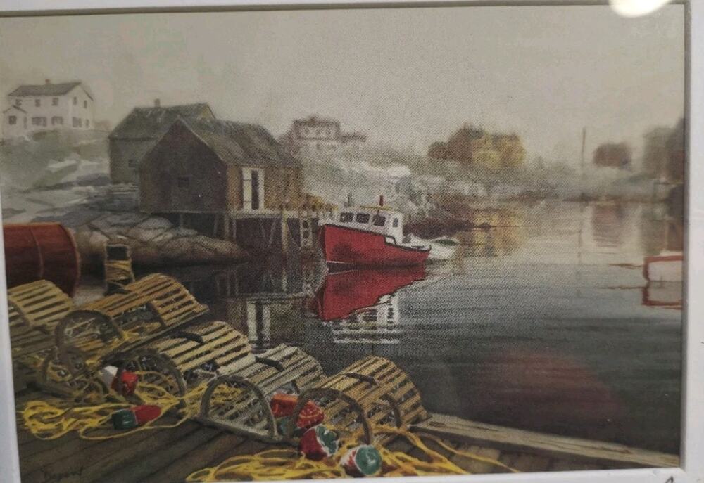 Neil Depew Signed Watercolor Print Peggy's Cove Nova Scotia Framed Coastal Art